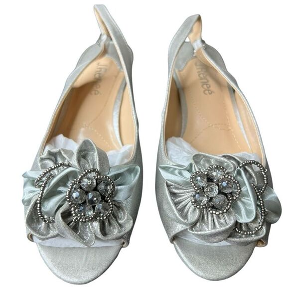 NEW J. Renee Women’s Leonelle Silver Open Toe Sling Heel 7WW - Picture 2 of 7